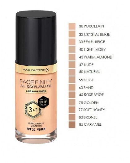 Max Factor Face Finity All Day Flawless 3 in 1 Foundation SPF20, Airbrush Finish