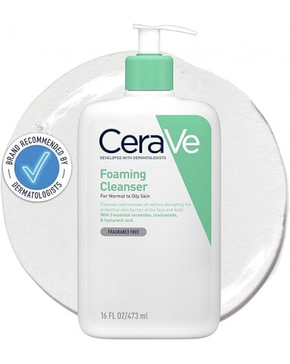 2xCeraVe Foaming Cleanser for Normal to Oily Skin with Niacinamide and Ceramides 473ml